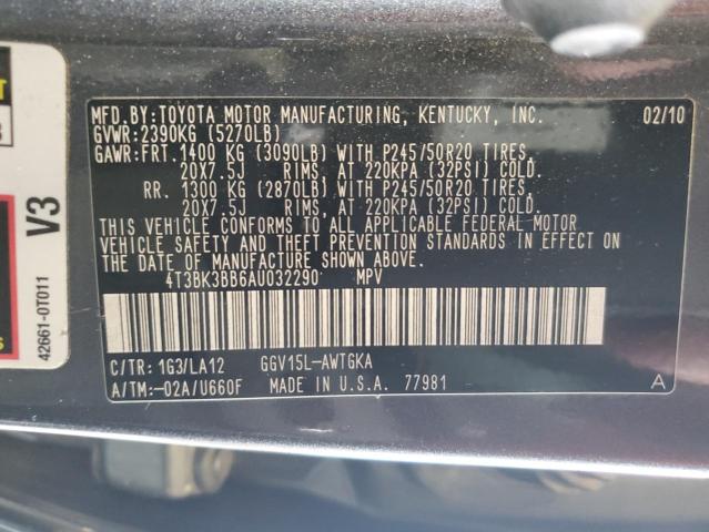 Photo 12 VIN: 4T3BK3BB6AU032290 - TOYOTA VENZA 