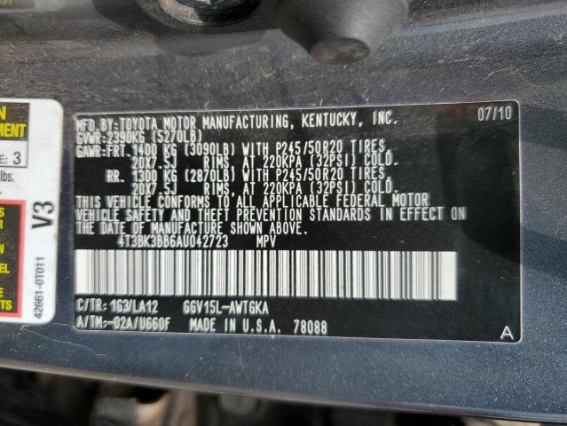 Photo 12 VIN: 4T3BK3BB6AU042723 - TOYOTA VENZA 