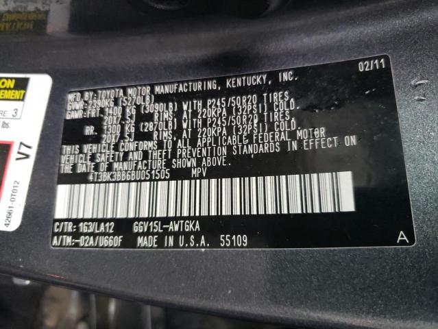 Photo 11 VIN: 4T3BK3BB6BU051505 - TOYOTA VENZA 