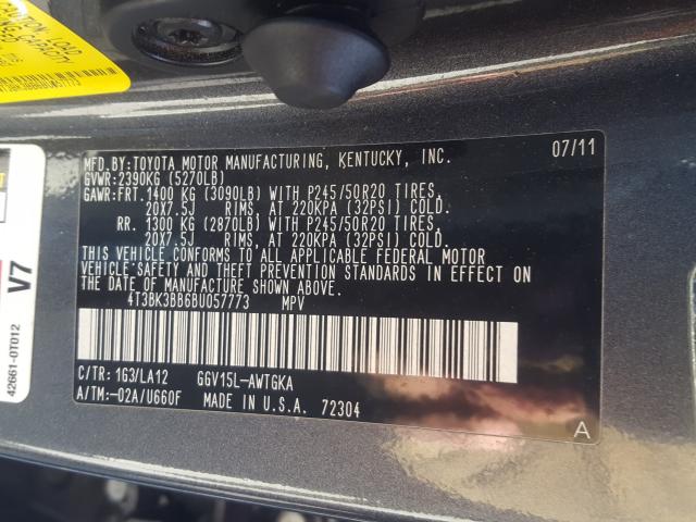 Photo 9 VIN: 4T3BK3BB6BU057773 - TOYOTA VENZA 