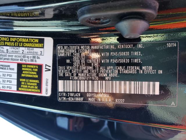 Photo 9 VIN: 4T3BK3BB6FU111630 - TOYOTA VENZA LE 