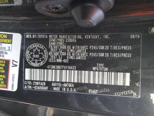 Photo 11 VIN: 4T3BK3BB7FU110423 - TOYOTA VENZA LE 