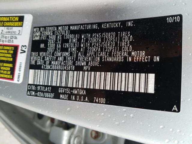 Photo 9 VIN: 4T3BK3BB8BU045818 - TOYOTA VENZA 