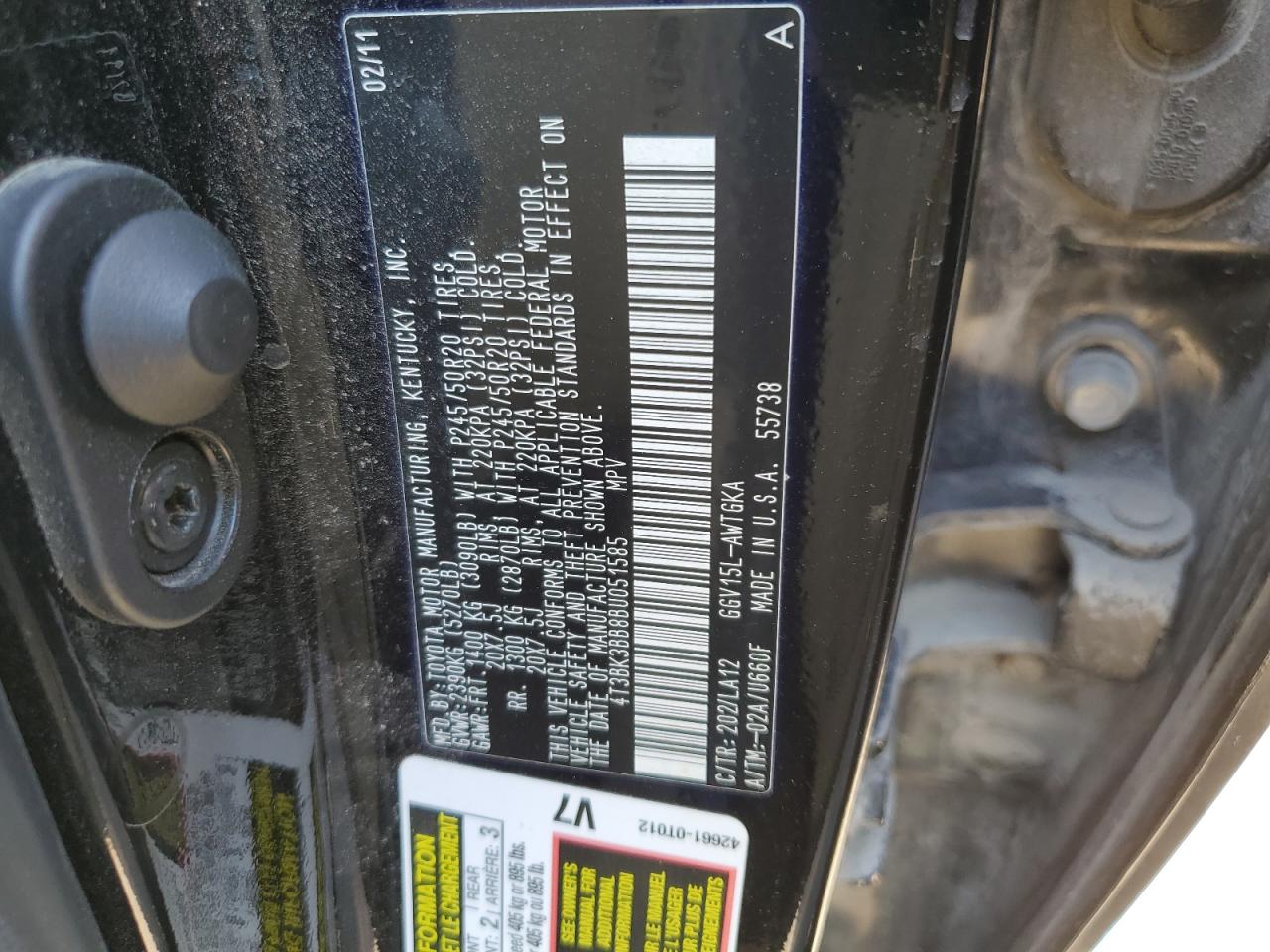 Photo 12 VIN: 4T3BK3BB8BU051585 - TOYOTA VENZA 