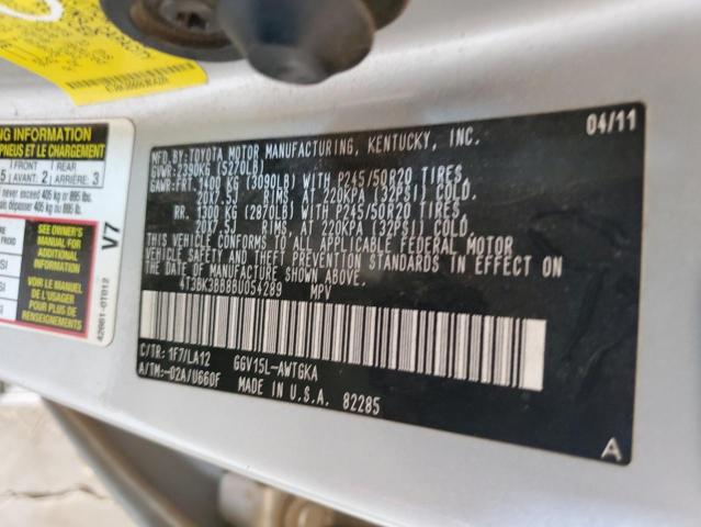 Photo 12 VIN: 4T3BK3BB8BU054289 - TOYOTA VENZA 