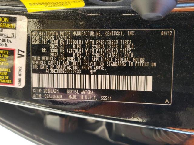 Photo 9 VIN: 4T3BK3BB8CU072633 - TOYOTA VENZA LE 