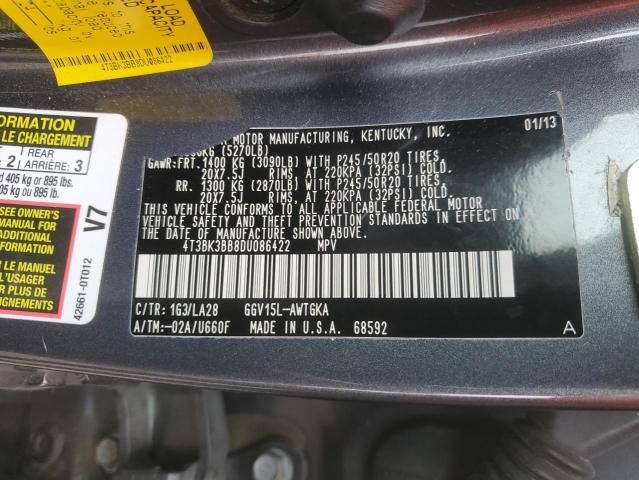 Photo 12 VIN: 4T3BK3BB8DU086422 - TOYOTA VENZA LE 