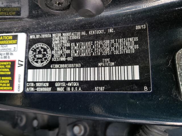 Photo 9 VIN: 4T3BK3BB8EU097969 - TOYOTA VENZA LE 