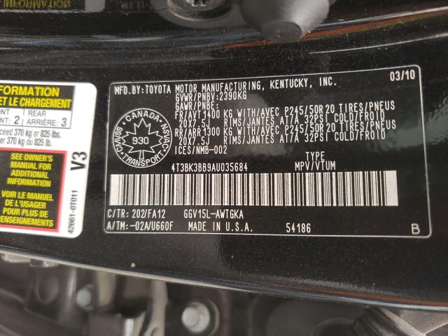 Photo 9 VIN: 4T3BK3BB9AU035684 - TOYOTA VENZA 