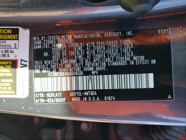 Photo 9 VIN: 4T3BK3BB9BU049506 - TOYOTA VENZA 