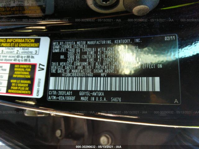 Photo 8 VIN: 4T3BK3BBXBU051460 - TOYOTA VENZA 