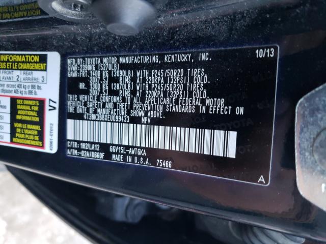 Photo 9 VIN: 4T3BK3BBXEU099433 - TOYOTA VENZA LE 