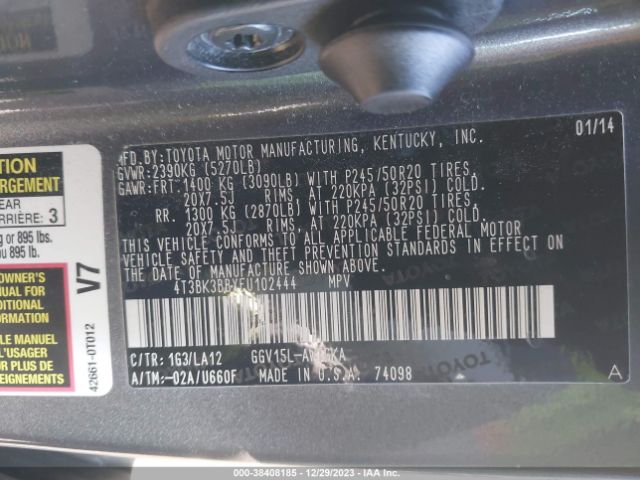 Photo 8 VIN: 4T3BK3BBXEU102444 - TOYOTA VENZA 