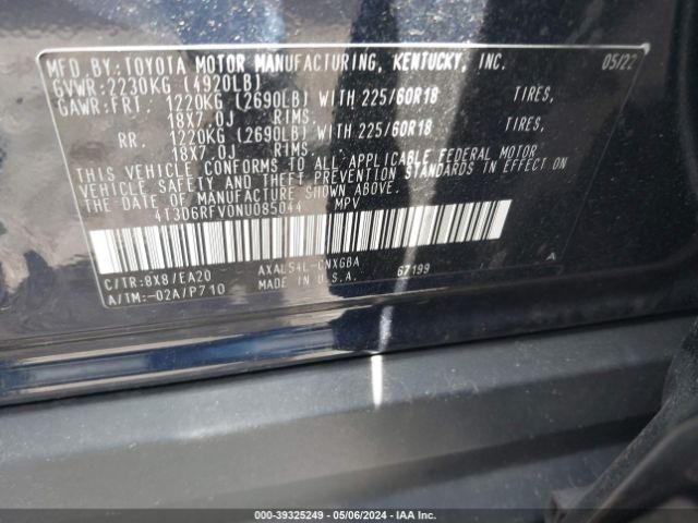 Photo 8 VIN: 4T3D6RFV0NU085044 - TOYOTA RAV4 