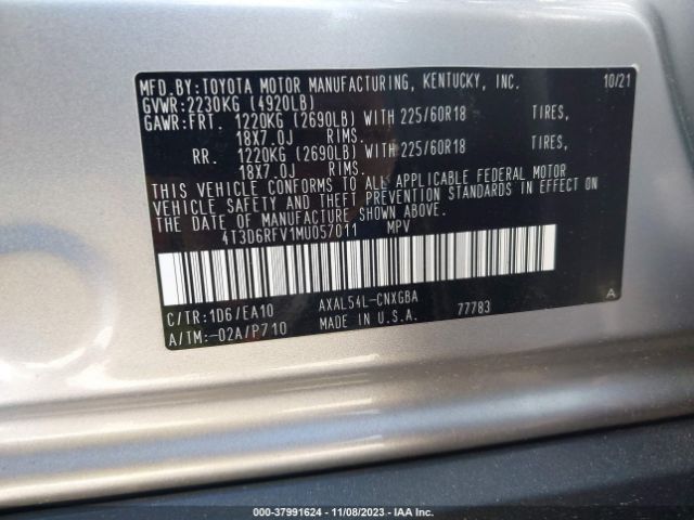 Photo 8 VIN: 4T3D6RFV1MU057011 - TOYOTA RAV4 