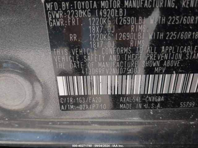 Photo 8 VIN: 4T3D6RFV2NU075003 - TOYOTA RAV4 