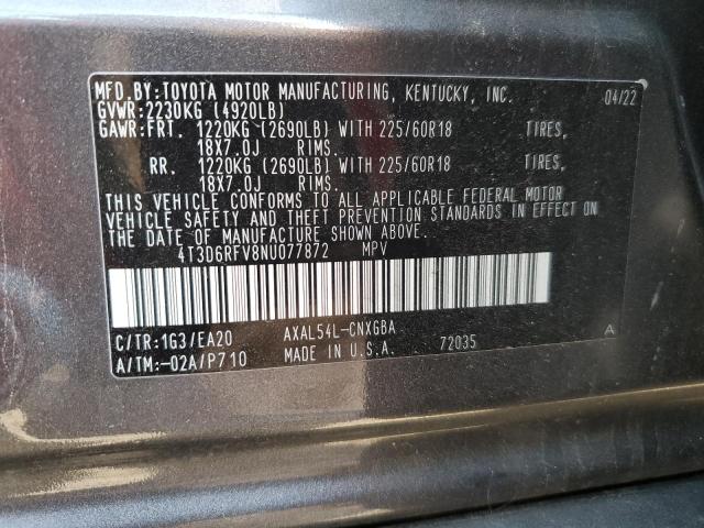 Photo 12 VIN: 4T3D6RFV8NU077872 - TOYOTA RAV4 LIMIT 