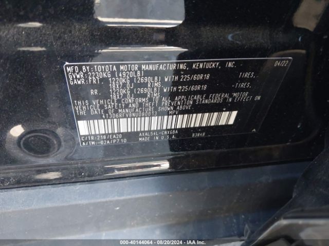 Photo 8 VIN: 4T3D6RFV8NU080013 - TOYOTA RAV4 