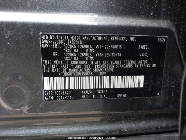 Photo 8 VIN: 4T3D6RFVXRU150696 - TOYOTA RAV4 