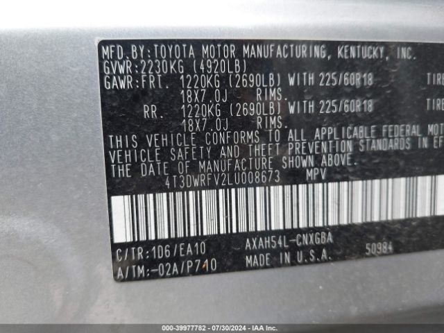 Photo 8 VIN: 4T3DWRFV2LU008673 - TOYOTA RAV4 