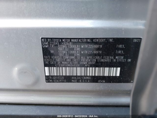 Photo 8 VIN: 4T3E6RFV0MU049308 - TOYOTA RAV4 