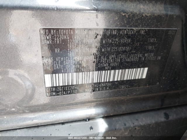 Photo 8 VIN: 4T3E6RFV2NU103581 - TOYOTA RAV4 