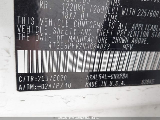 Photo 8 VIN: 4T3E6RFV7NU084073 - TOYOTA RAV4 