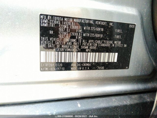 Photo 8 VIN: 4T3E6RFV9MU003671 - TOYOTA RAV4 