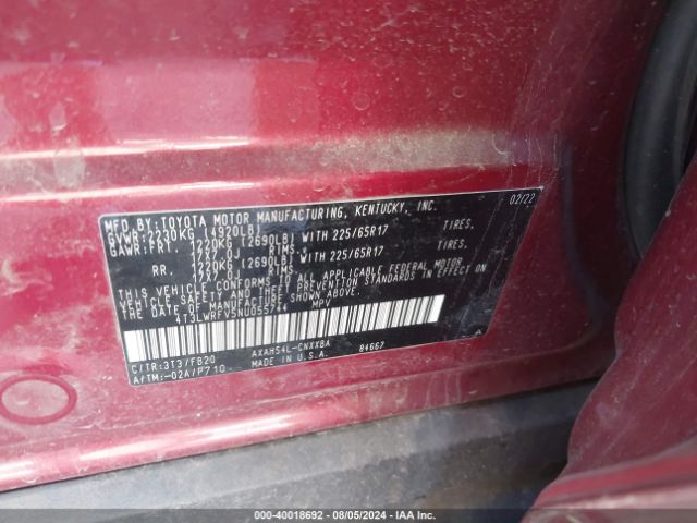 Photo 8 VIN: 4T3LWRFV5NU055744 - TOYOTA RAV4 