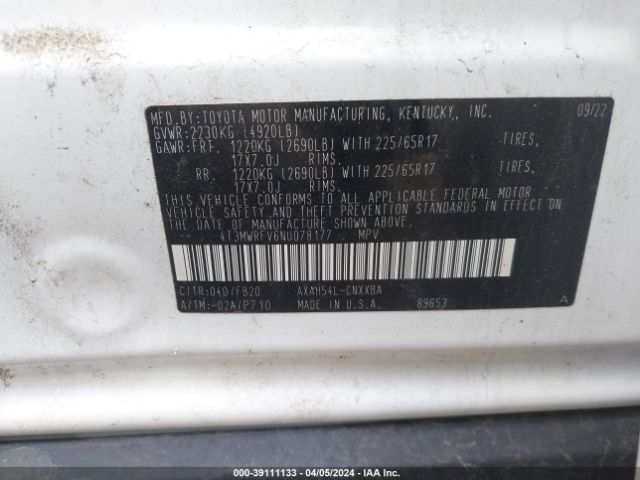 Photo 8 VIN: 4T3MWRFV6NU078177 - TOYOTA RAV4 