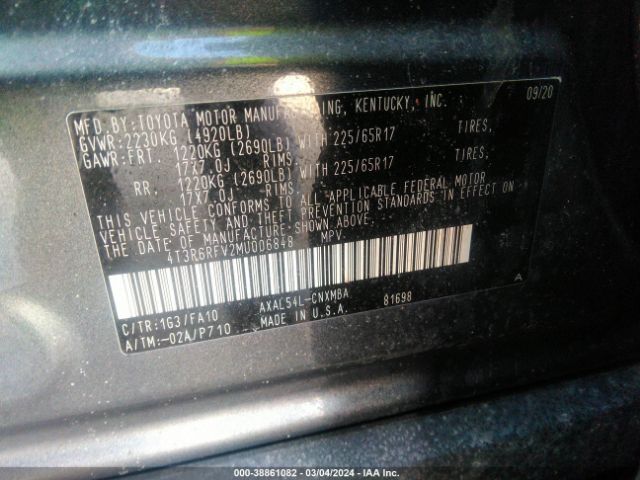 Photo 8 VIN: 4T3R6RFV2MU006848 - TOYOTA RAV4 