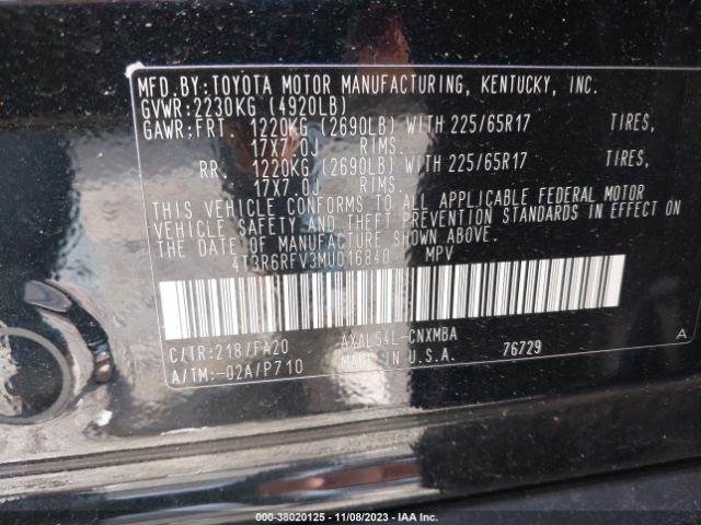 Photo 8 VIN: 4T3R6RFV3MU016840 - TOYOTA RAV4 