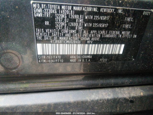 Photo 8 VIN: 4T3R6RFV3MU028406 - TOYOTA RAV4 