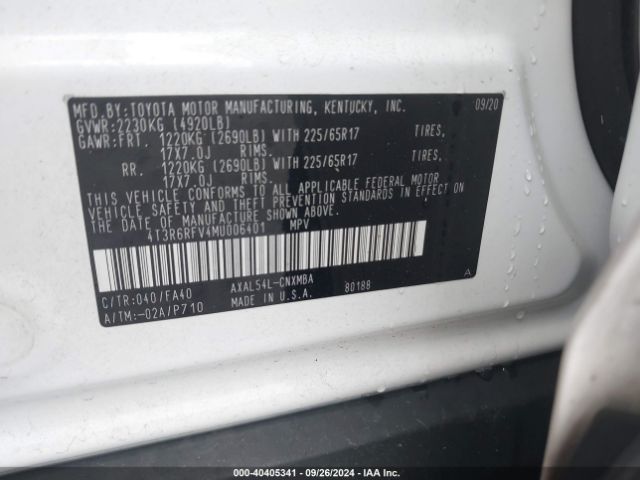 Photo 8 VIN: 4T3R6RFV4MU006401 - TOYOTA RAV4 