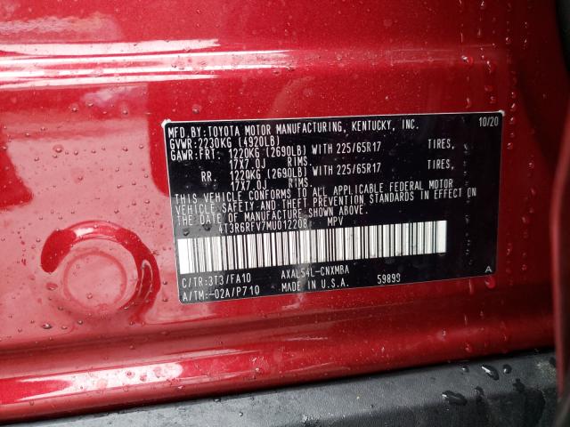 Photo 9 VIN: 4T3R6RFV7MU012208 - TOYOTA RAV4 XLE 