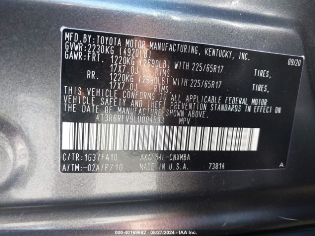 Photo 8 VIN: 4T3R6RFV9LU004593 - TOYOTA RAV4 