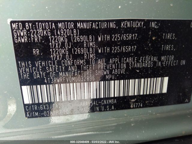 Photo 8 VIN: 4T3RWRFV0MU032896 - TOYOTA RAV4 