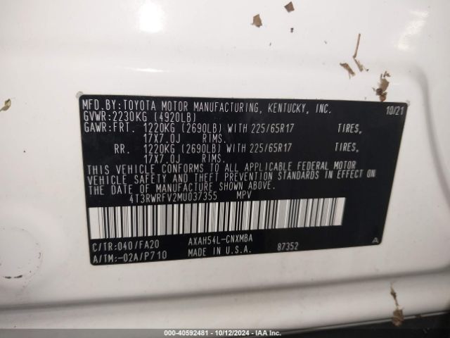 Photo 8 VIN: 4T3RWRFV2MU037355 - TOYOTA RAV4 