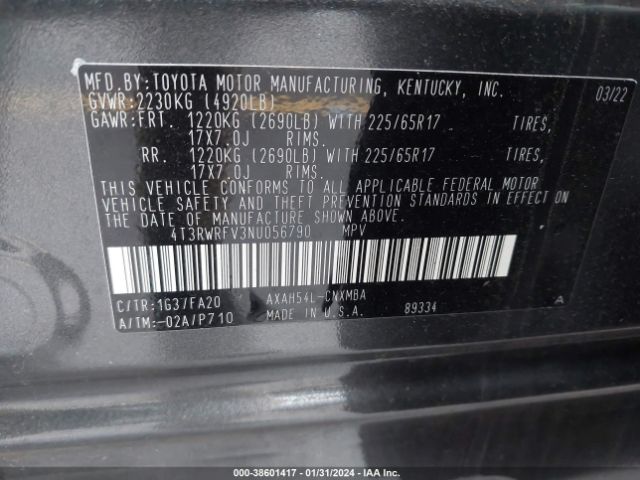 Photo 8 VIN: 4T3RWRFV3NU056790 - TOYOTA RAV4 