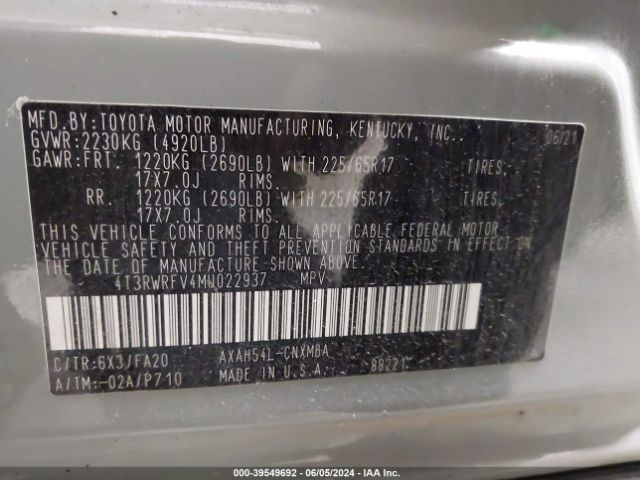 Photo 8 VIN: 4T3RWRFV4MU022937 - TOYOTA RAV4 