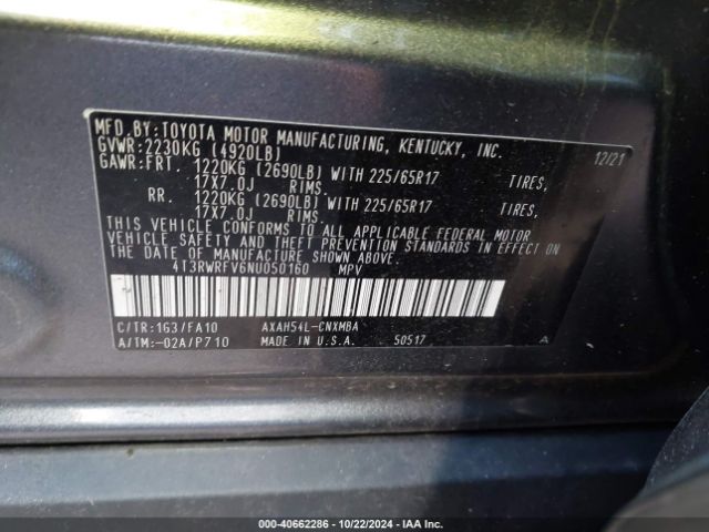 Photo 8 VIN: 4T3RWRFV6NU050160 - TOYOTA RAV4 