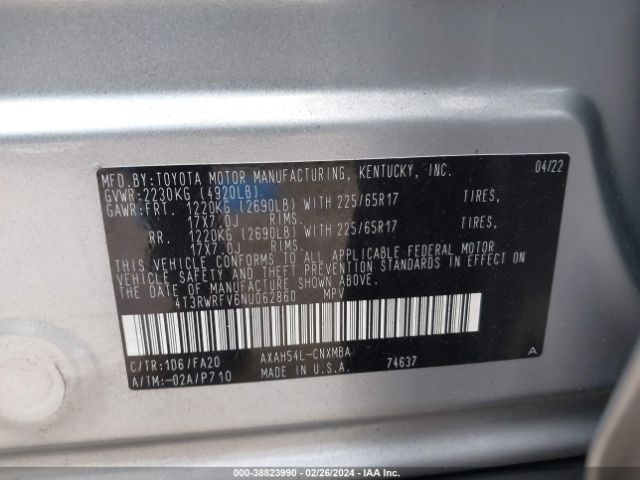 Photo 8 VIN: 4T3RWRFV6NU062860 - TOYOTA RAV4 