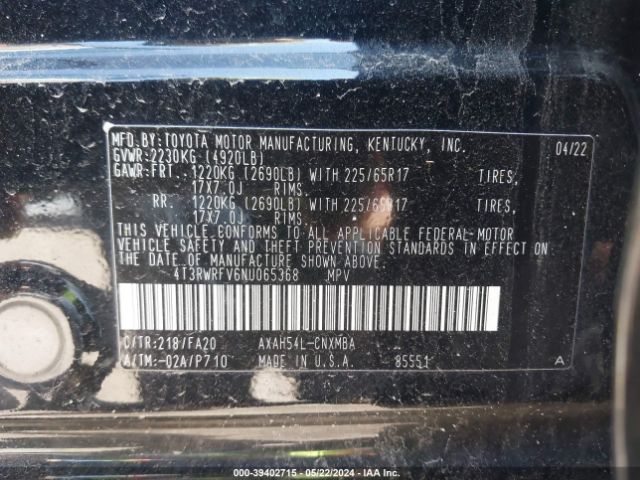 Photo 8 VIN: 4T3RWRFV6NU065368 - TOYOTA RAV4 