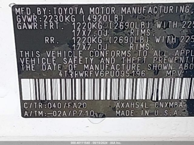 Photo 8 VIN: 4T3RWRFV6PU095196 - TOYOTA RAV4 