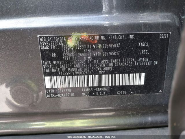 Photo 8 VIN: 4T3RWRFV7MU032636 - TOYOTA RAV4 