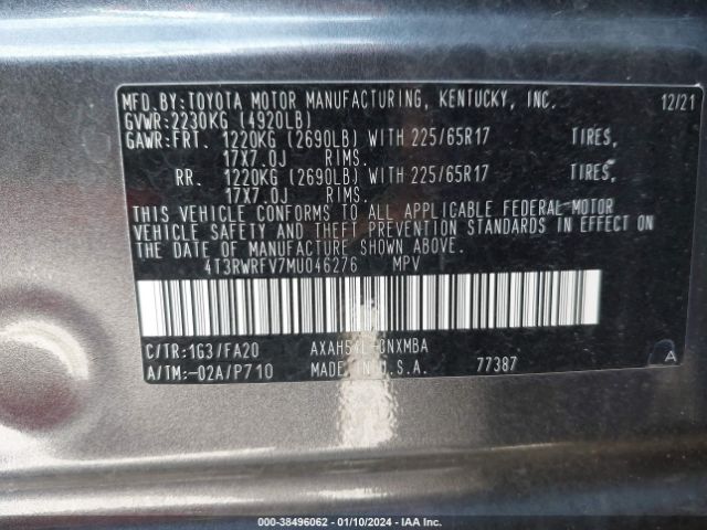 Photo 8 VIN: 4T3RWRFV7MU046276 - TOYOTA RAV4 