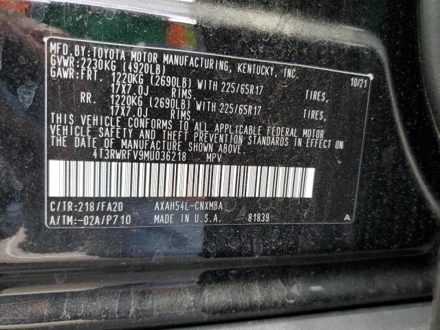 Photo 12 VIN: 4T3RWRFV9MU036218 - TOYOTA RAV4 XLE 