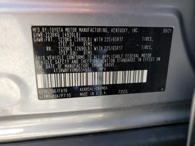 Photo 13 VIN: 4T3RWRFVXMU034512 - TOYOTA RAV4 XLE 