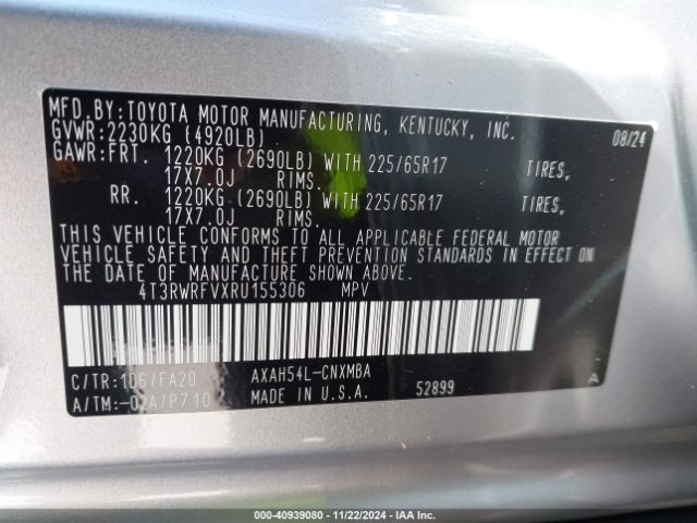 Photo 8 VIN: 4T3RWRFVXRU155306 - TOYOTA RAV4 