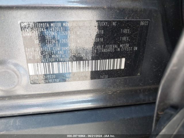 Photo 8 VIN: 4T3T6RFV1NU086828 - TOYOTA RAV4 